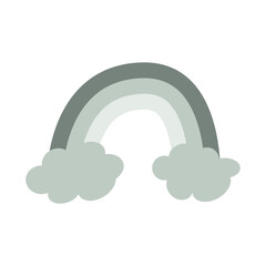 Scandinavian boho rainbows set with clouds, stars, drops, crescent in pastel boho colors. Hand drawn vector isolated element for nursery decoration, party, poster, invitation, postcard, clothes