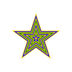 Obraz premium Yellow gold, blue and green star line icon illustration vector. Christmas star shape logo isolated on white background.