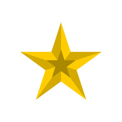Yellow gold Christmas star icon illustration vector. 3d star shape logo isolated on white background.