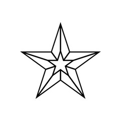 Black 3d star award line icon illustration vector. Christmas star shape logo isolated on white background.