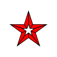 Obraz premium Black and red 3d star award line icon illustration vector. Christmas star shape logo isolated on white background.