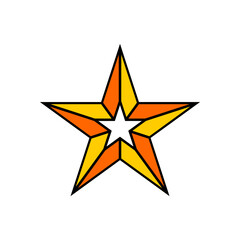 Black, orange and yellow 3d star award line icon illustration vector. Christmas star shape logo isolated on white background.