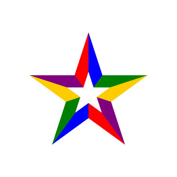 Multicolored 3d star award icon vector. Christmas star shape logo illustration isolated on white background.