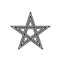 Black pentagram line icon illustration vector. Christmas star shape logo isolated on white background.