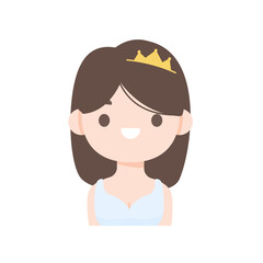 Cartoon bride wearing a white dress at the wedding ceremony