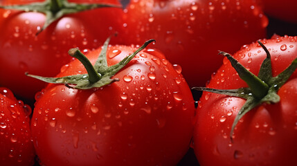 Pomidory makro z kroplami wody. zbliżenie makro.