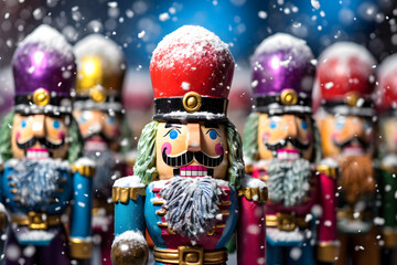 Christmas festive background with nutcracker