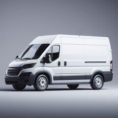 white delivery van isolated grey