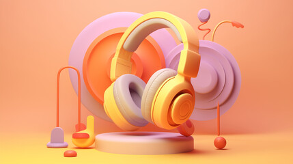 headphones 3d clay style 
