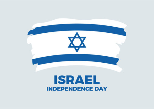 Yom Ha'atzmaut Israel Independence Day poster vector illustration. Grunge Flag of Israel icon vector isolated on a gray background. Paintbrush Israeli flag graphic design element. Important day