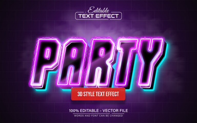 Party purple neon 3d text effect editable