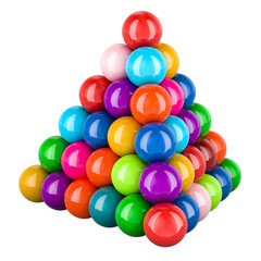 Pyramid from colored balls. 3D rendering isolated on transparent background