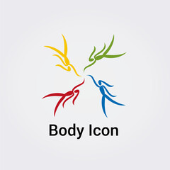 Illustration Corps Silhouette isolée Icône Illustration Couleurs graphique Symbole Nature, Sports et Fitness Solidarité Amour Aide, Logo pour entreprise