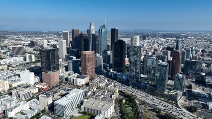 Fototapeta premium Highrise Buildings At Los Angeles In California United States. Business Travel Landscape. Highrise Buildings. Highrise Buildings At Los Angeles In California United States. 