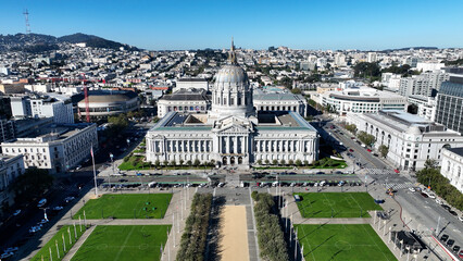 City Hall At San Francisco In California United States. Megalopolis Downtown Cityscape. Business...