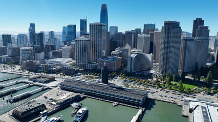 Port Of San Francisco At San Francisco In California United States. Downtown City Skyline....