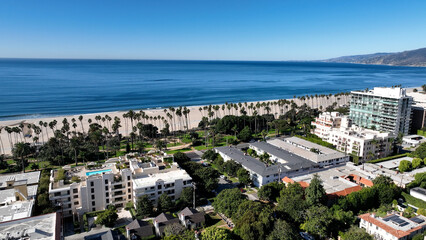 Santa Monica At Los Angeles In California United States. Coast City Landscape. Downtown Cityscape....