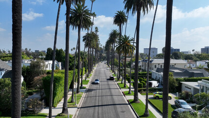 Carmelita Drive At Beverly Hills In Los Angeles United States. Famous Luxury Neighborhood. Downtown...