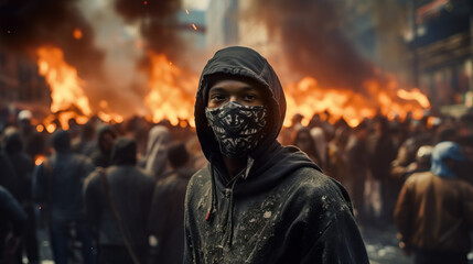 Resistance protest by African American on the streets. Concept of Social Activism, Civil Rights, and Advocacy for Change.