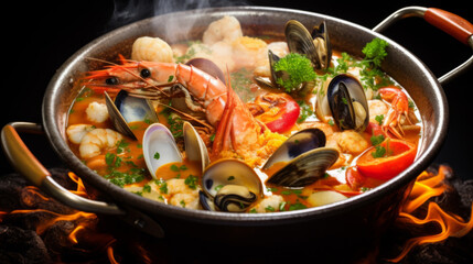 French seafood bouillabaisse soup - obrazy, fototapety, plakaty