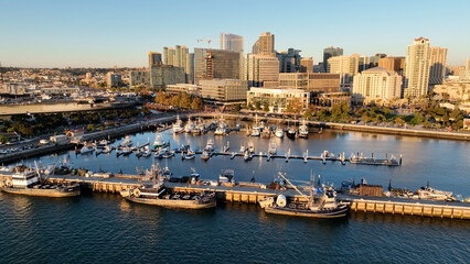 Downtown City At San Diego In California United States. Scenic Downtown Cityscape. Urban Coastal. Downtown City At San Diego In California United States. 