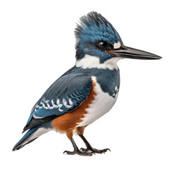 Belted Kingfisher isolated on transparent background