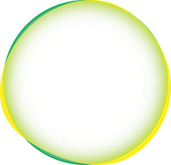 Abstrakte, runde Form aus Gelb und Grün, mit Farbverlauf zur Mitte, mit scharfem Rand, transparenter Innenfläche und Hintergrund - als Überlagerung, Overlay und anderweitigen Gestaltungsmöglichkeiten
