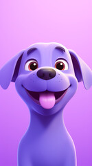happy dog head, cartoon and minimalism, light purple gradient background created with Generative Ai