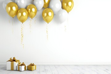 mock up white background Balloons on a white background with a ribbon