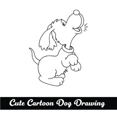 Cute Cartoon Dog Drawing Design Creative Concept: Whimsical Charm Unleashed