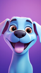 Fototapeta premium happy dog head, cartoon and minimalism, light purple gradient background created with Generative Ai