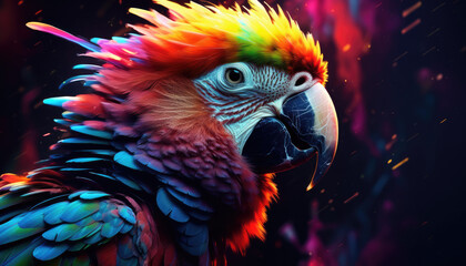 Tropical Kaleidoscope: Chromatic Symphony of Parrot Majesty