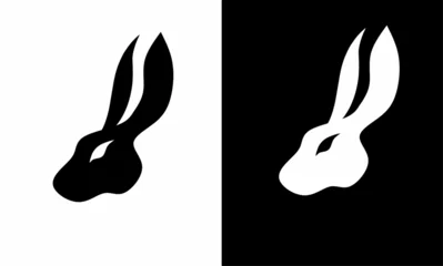 Foto op Aluminium illustration vector graphics of black and white rabbit head logo symbol template © Ardi