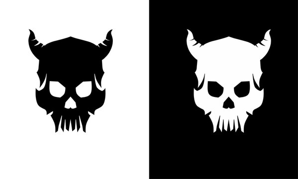 illustration vector graphics of design symbol logo horned devil skull head