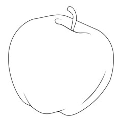 Ripe apple. Vector illustration, coloring page, line art, black and white.