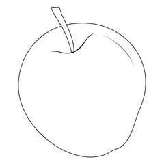 Ripe apple. Vector illustration, coloring page, line art, black and white.