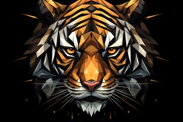 angry tiger head with sacred geometry hand drawn illustration