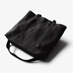 black handbag shopper in white