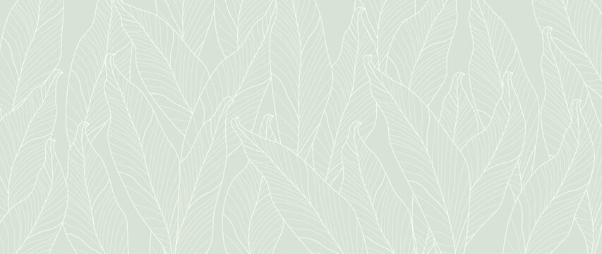 Tropical leaf wallpaper, luxury botanical nature leaf design, vector background with green banana leaf lines. Hand drawn, suitable for fabric design, print, cover, banner and invitations.	