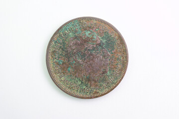 Obraz na płótnie Canvas collector coin numismatics isolated antique metal wear antique h