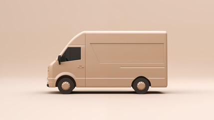 delivery van isolated 3d clay style