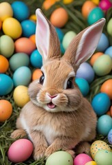 Fototapeta na wymiar Cute cartoon happy Easter bunny