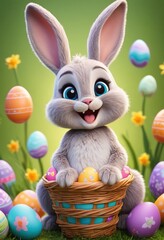 Cute cartoon happy Easter bunny