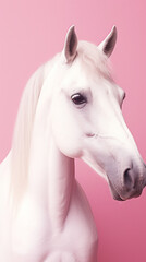 Ultra minimalism photography of a horse, pastel color phone background created with Generative Ai
