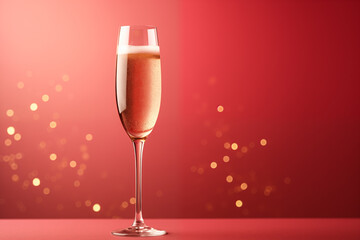 glasses of champagne, text space,  pink background