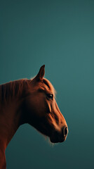 Ultra minimalism photography of a horse, pastel color phone background created with Generative Ai