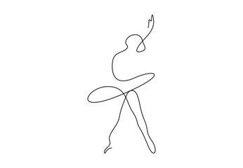 Continuous single line drawing of woman beauty ballet dancer in elegance motion ballerina performs vector illustration. Pro vector.