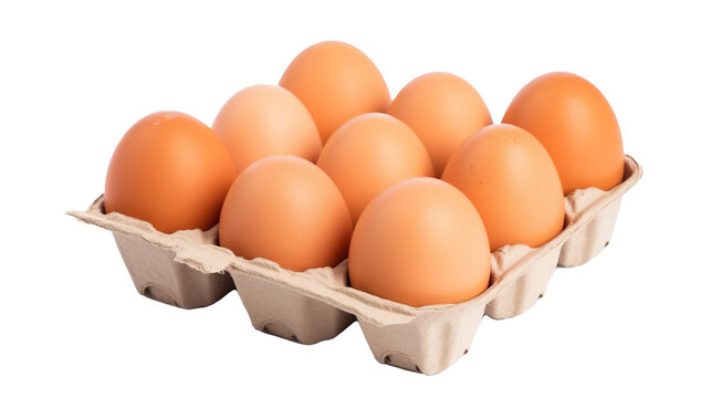 Eggs in carton  isolated on transparent background, PNG image with background removed, Сreated with Generative Ai technology