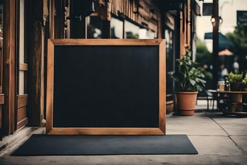 slate blackboard template , blank wooden framed chalkboard , street signboard , hipster cafe and bistrot