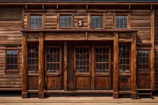 western saloon general store , old wooden facade , weathered general store facade